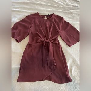 Top Shop dress. Size US size. Deep red/maroon color. Short sleeve, mid thigh